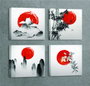 Wallity FRJ03 Set de 4 Lienzos Decorativos Multicolor de 30 x 30 cm
